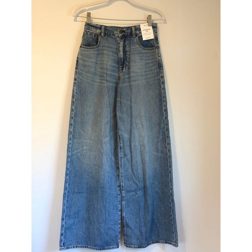 NWT Madewell Superwide Leg Jeans, High Rise, Medium Wash, Relaxed Fit, Size 25